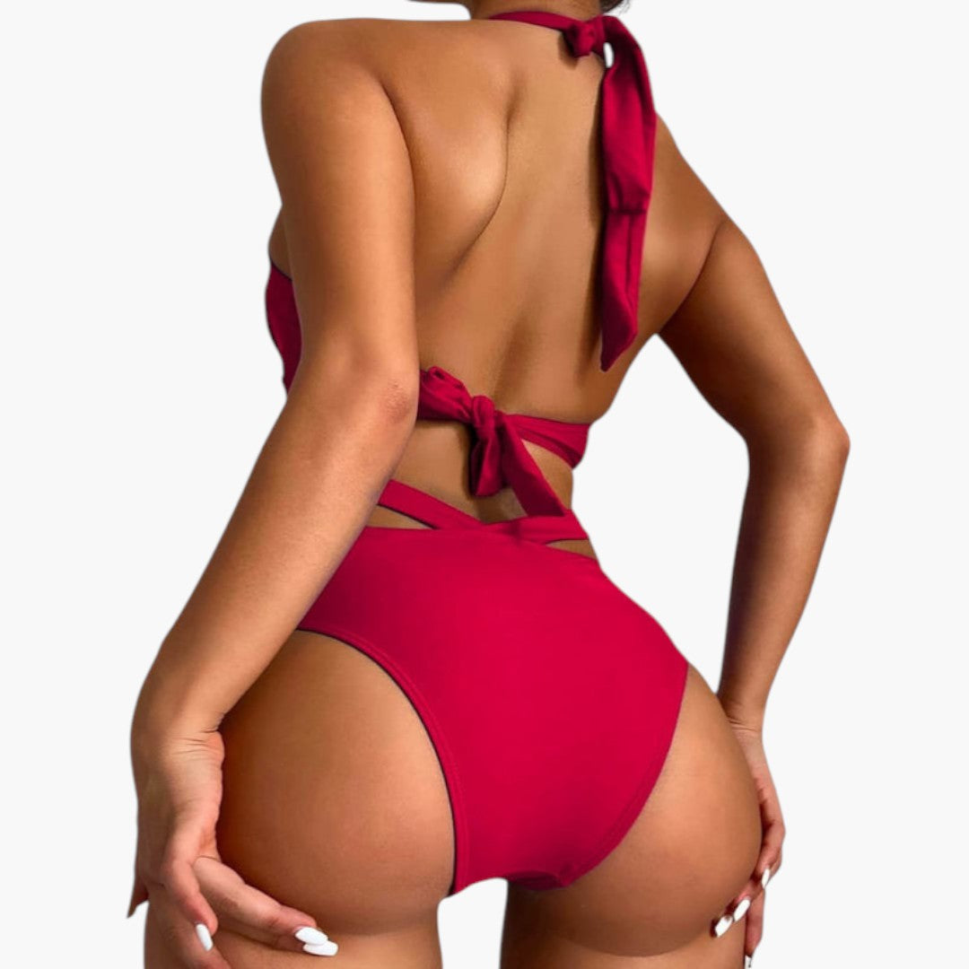 Conjunto de biquíni feminino com parte superior modeladora