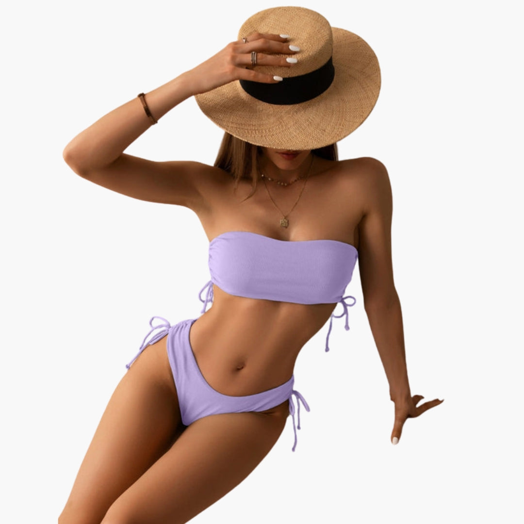 Conjunto de biquíni para mulheres com top faixa