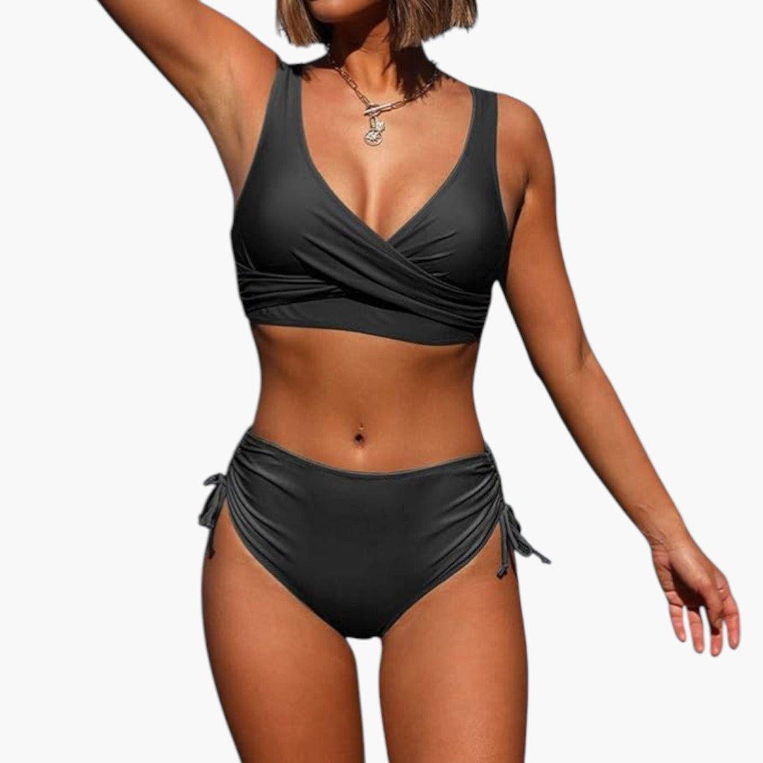 Conjunto de biquíni para mulher com parte de baixo de cintura alta