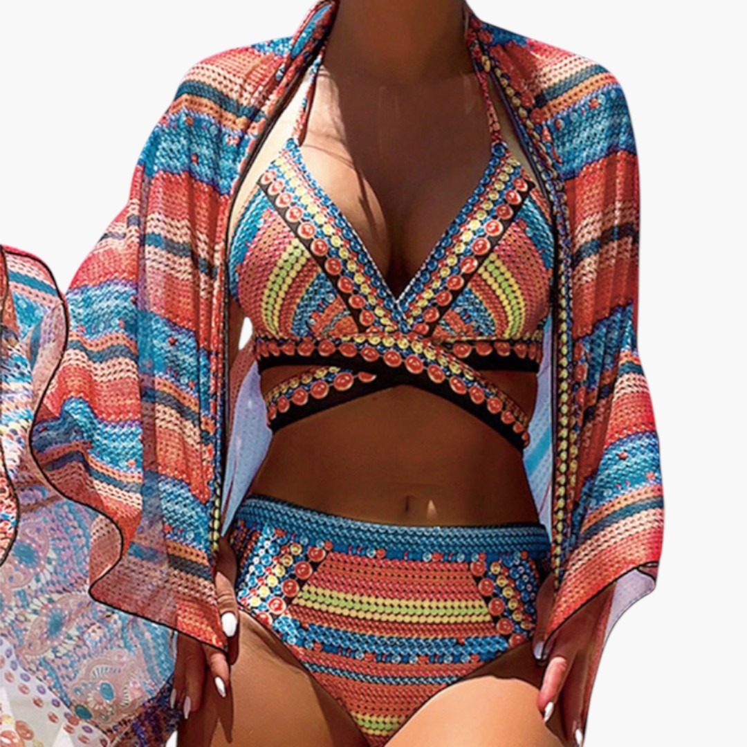 Conjunto de biquíni para mulheres com alças cruzadas