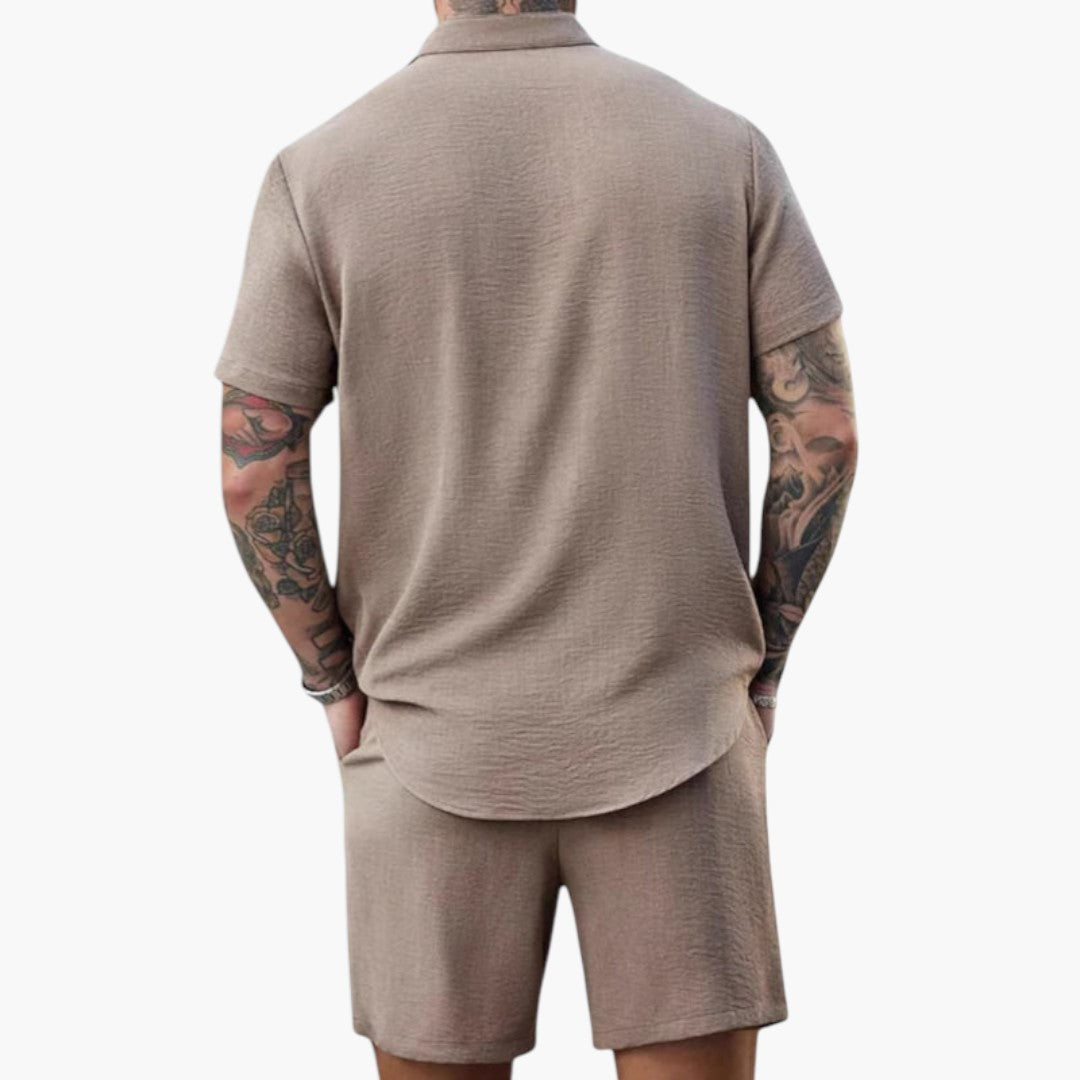 Ensemble d'été hommes a chemise Henley manches courtes