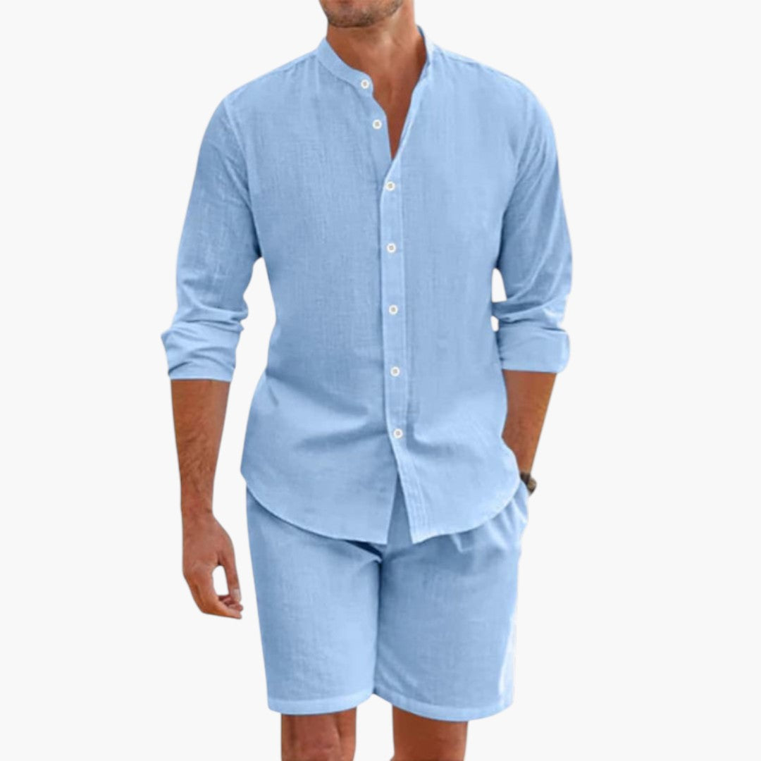 Ensemble d'été hommes en deux pièces a chemise à boutons