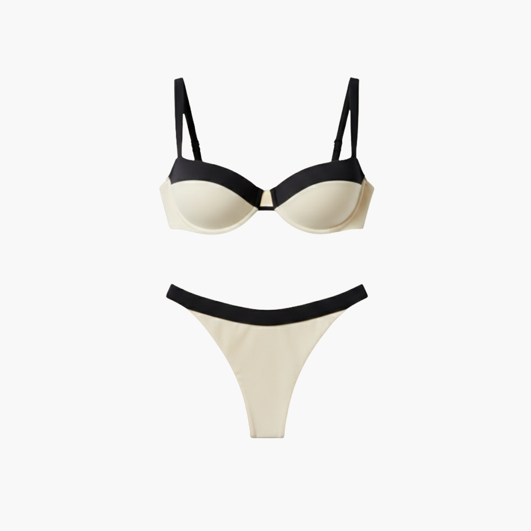 Completo Bikini Donna con Design Patchwork a Contrasto