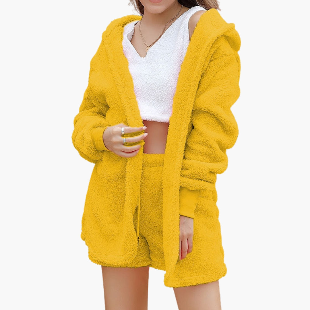 Women's leisure set with hoodie and shorts