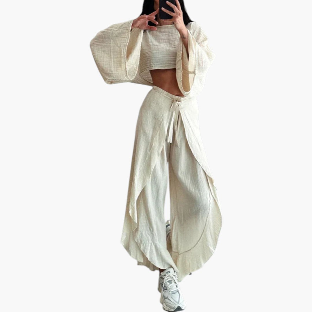Completo donna due pezzi con pantalone a portafoglio