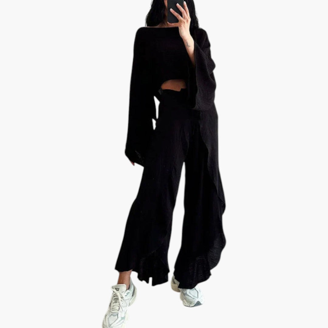Completo donna due pezzi con pantalone a portafoglio