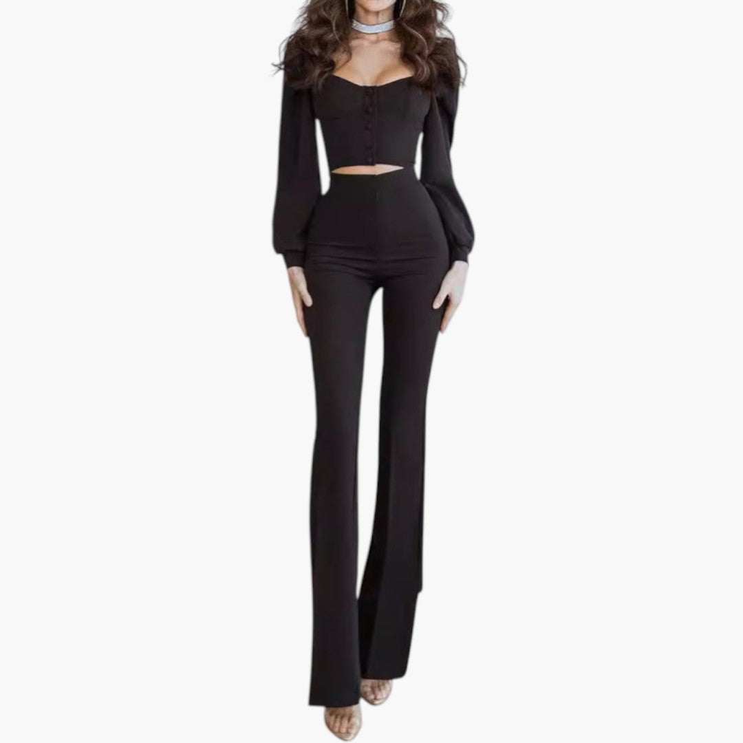Completo due pezzi donna con top a bottoni