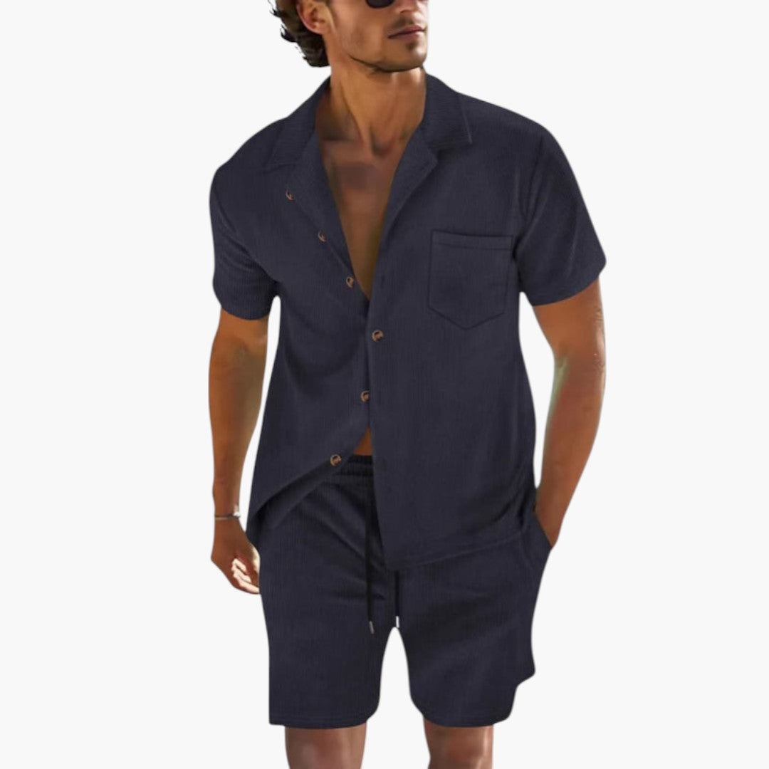 Ensemble deux pièces hommes a chemise manches courtes