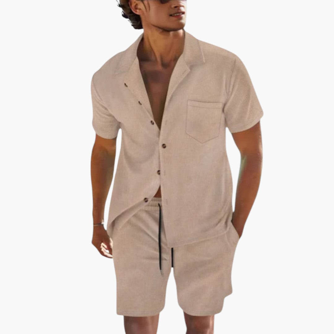 Ensemble deux pièces hommes a chemise manches courtes