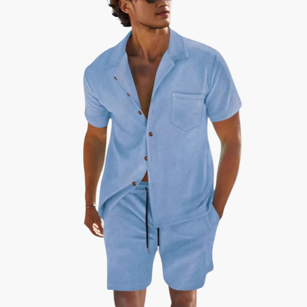 Ensemble deux pièces hommes a chemise manches courtes