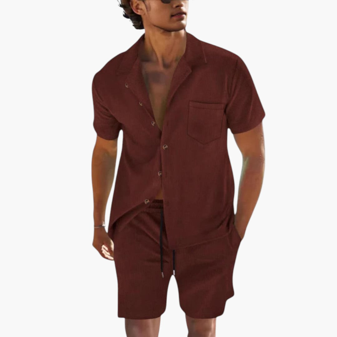Ensemble deux pièces hommes a chemise manches courtes