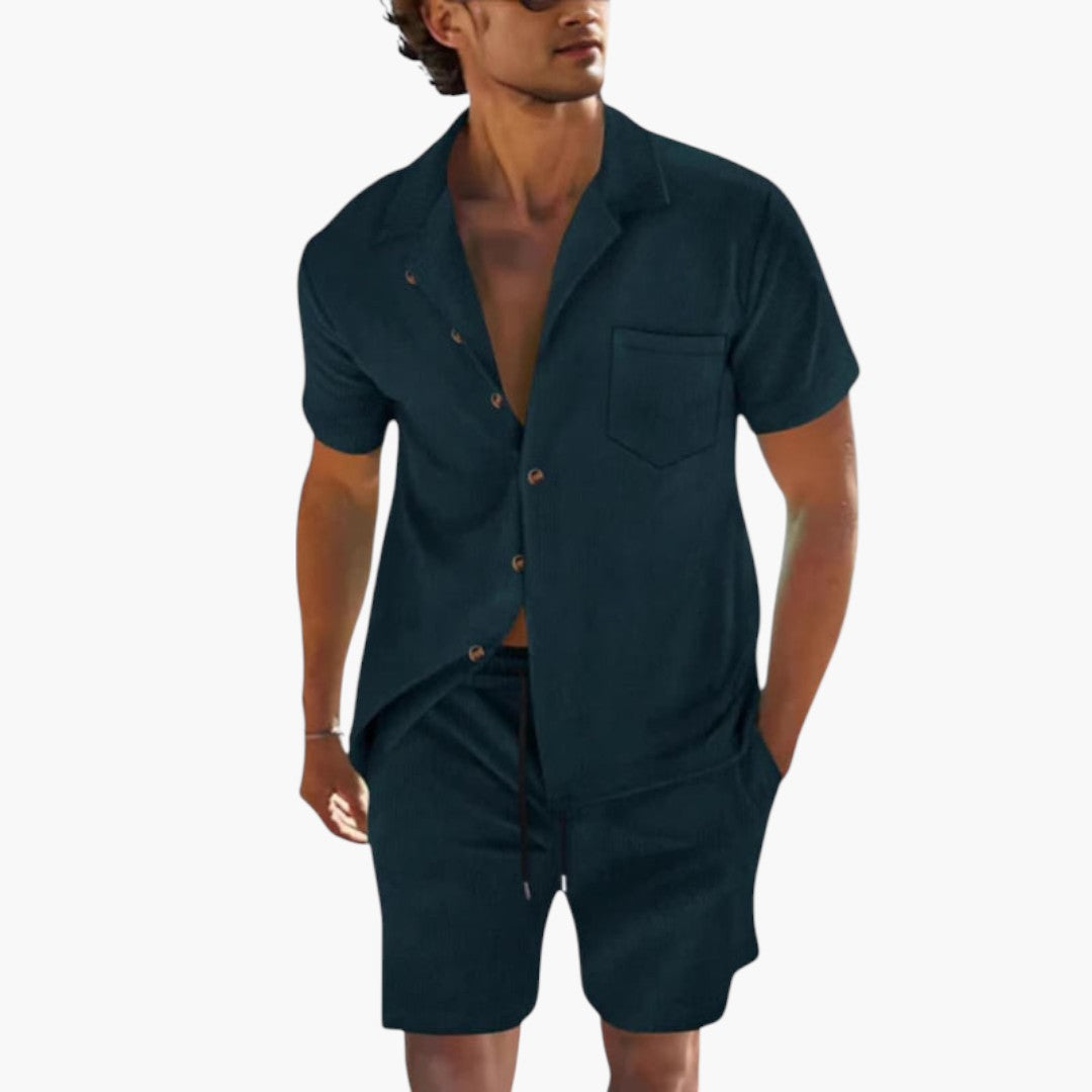Ensemble deux pièces hommes a chemise manches courtes