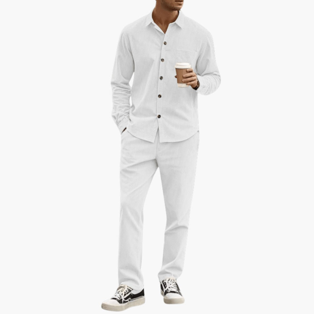 Ensemble deux pièces hommes a chemise rayée et pantalon