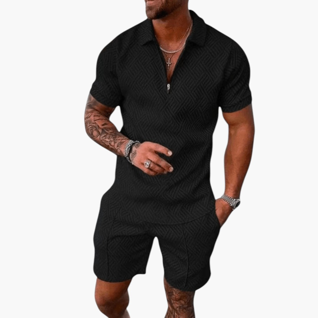 Two-piece men's set with shirt and shorts