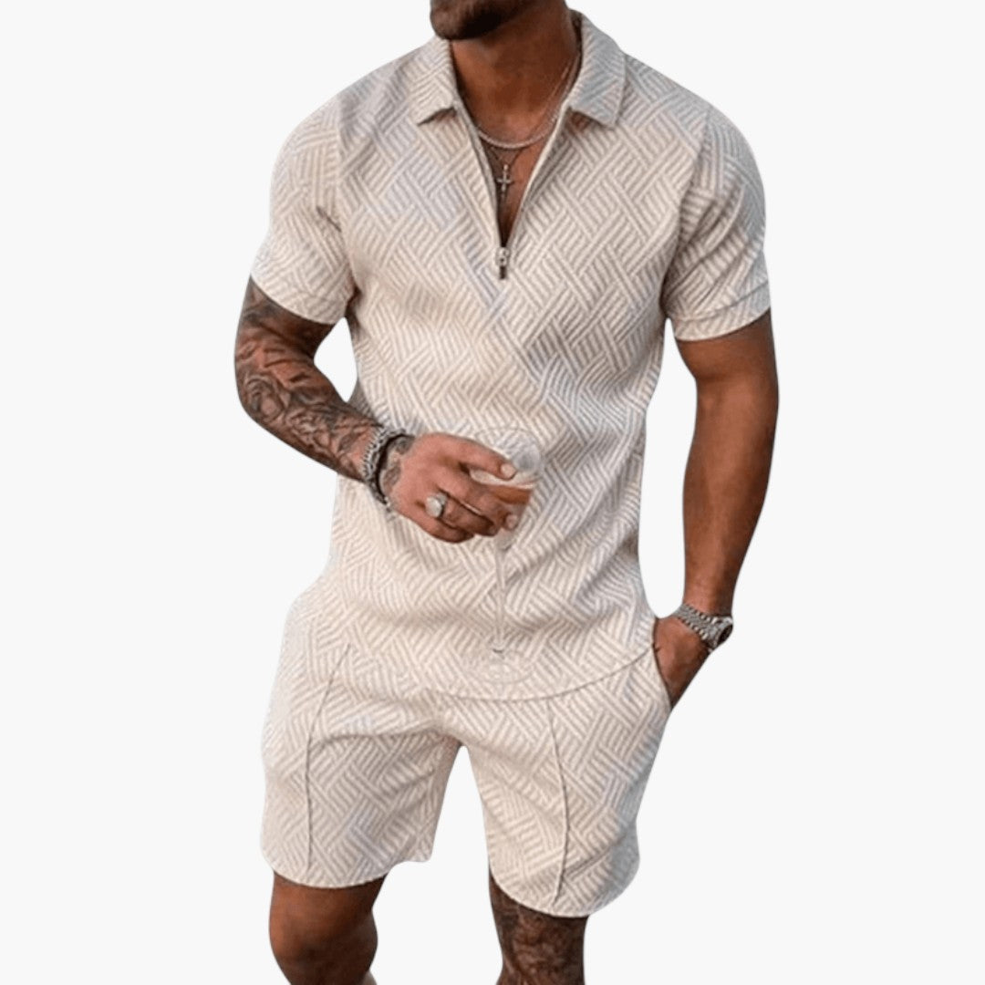 Two-piece men's set with shirt and shorts