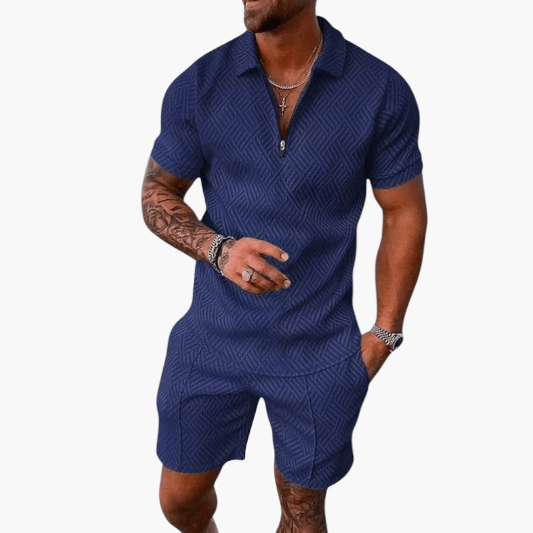 Two-piece men's set with shirt and shorts