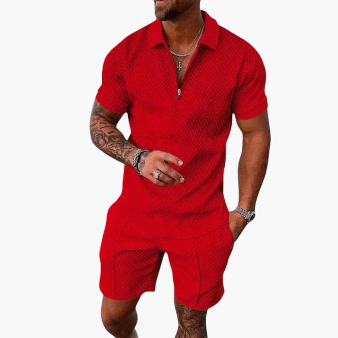 Two-piece men's set with shirt and shorts