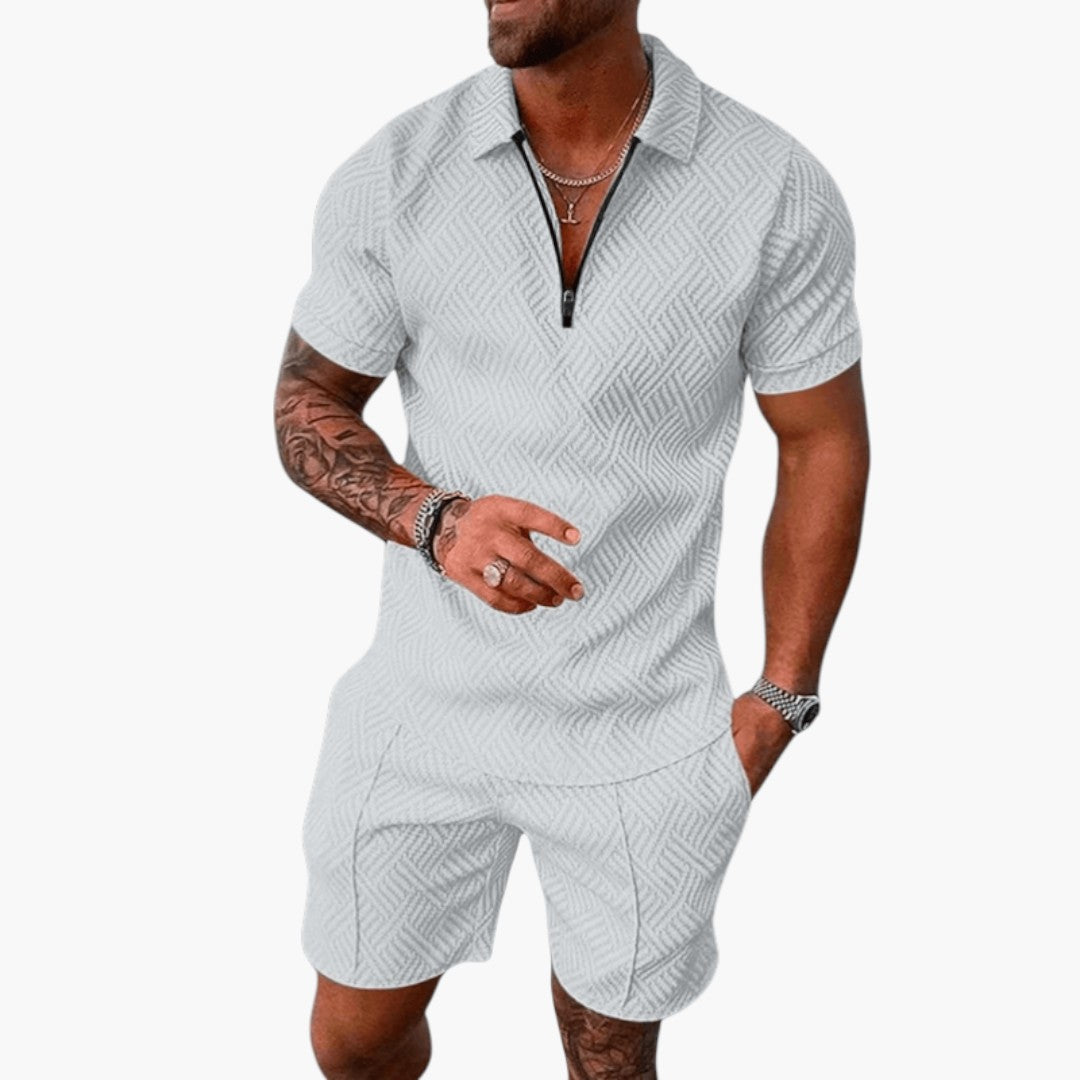 Two-piece men's set with shirt and shorts