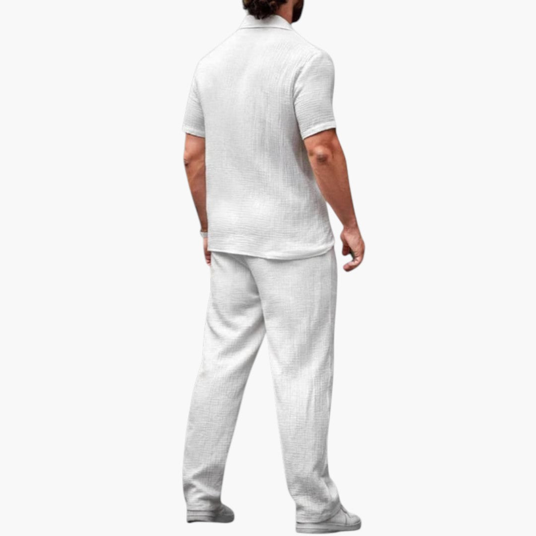 Ensemble deux pièces pour hommes a chemise manches