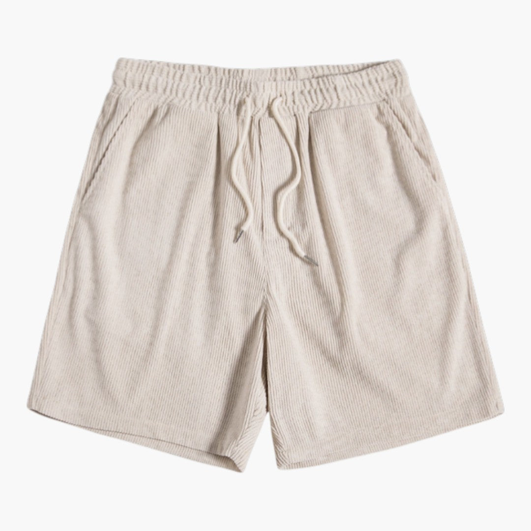 Set i manchestertyg för män med shorts och dragsko