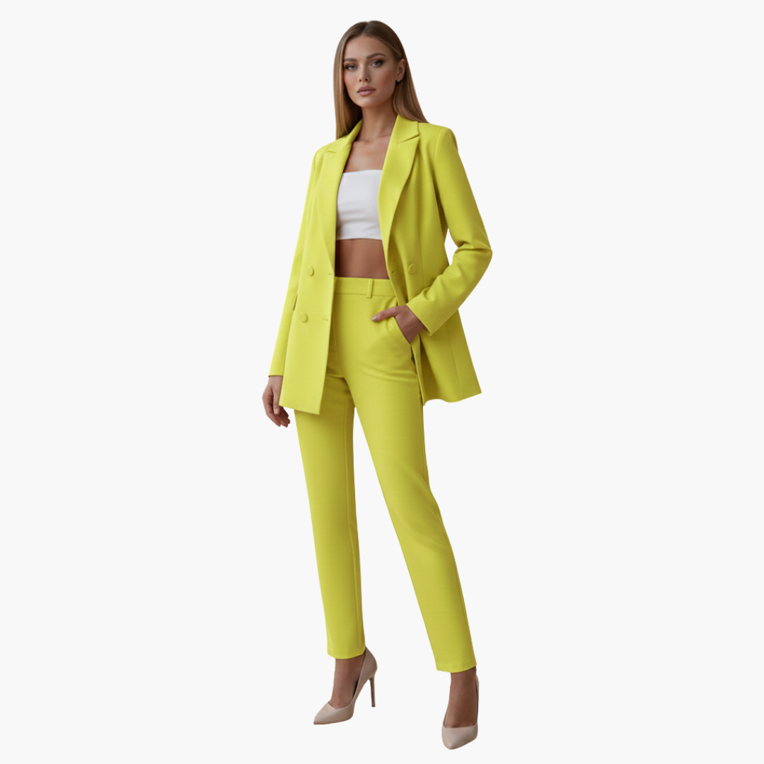 Ensemble femme avec veste et pantalon taille haute