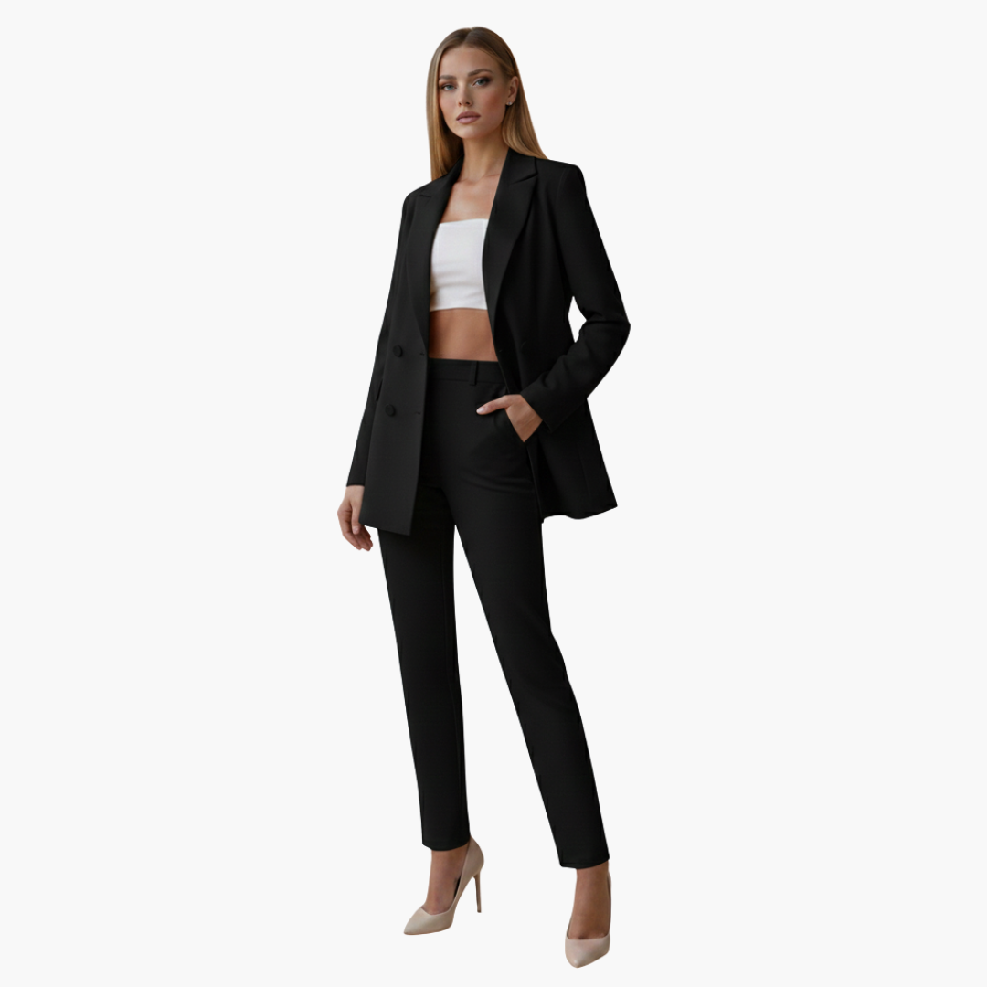 Ensemble femme avec veste et pantalon taille haute