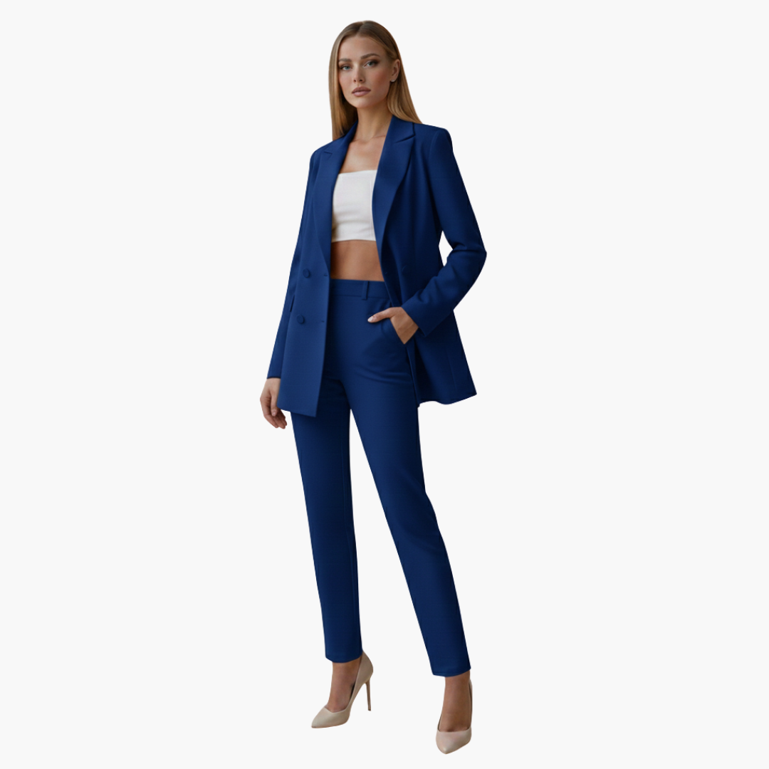 Ensemble femme avec veste et pantalon taille haute