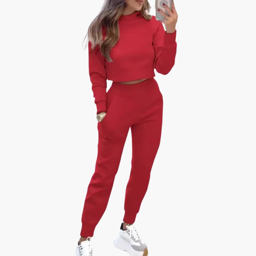Women's two-piece set with round neck sweater