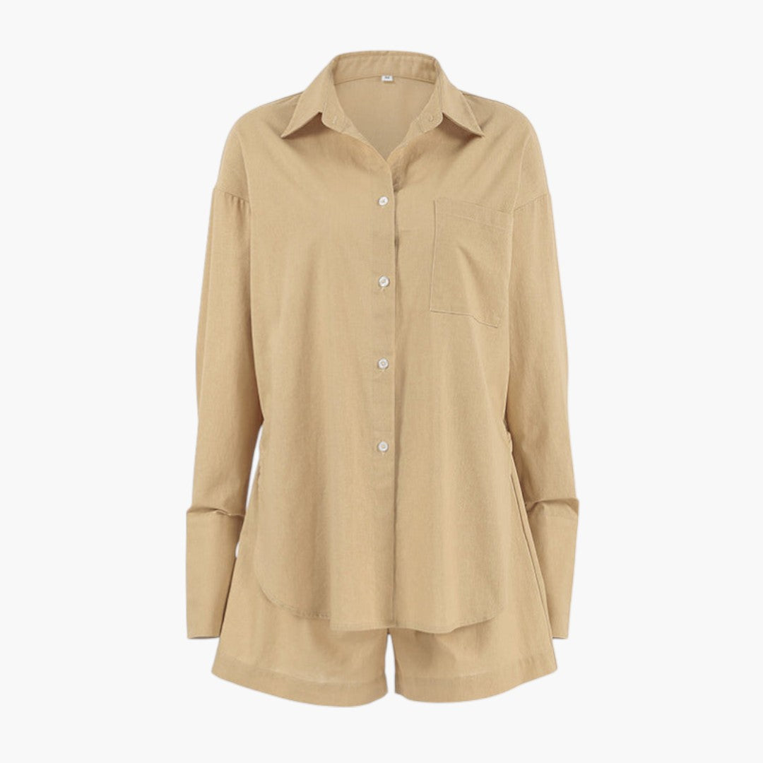 Women's set with loose shirt and shorts