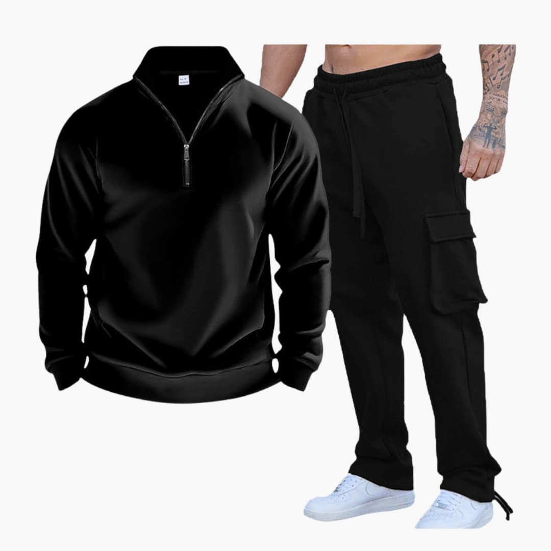 Ensemble sportswear homme avec col zippé et poches latérales