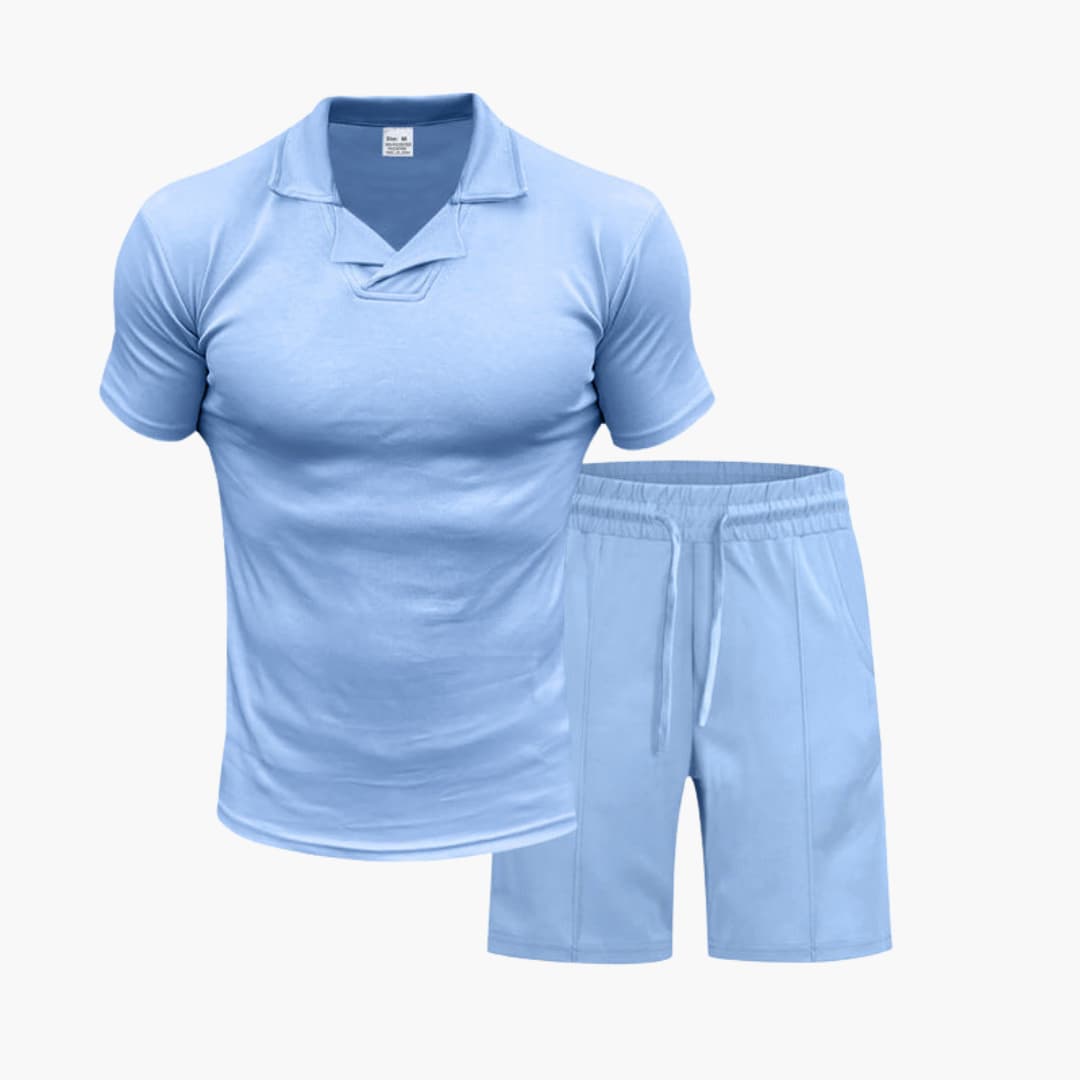 Ensemble sportswear homme avec haut à manches courtes et short à taille élastique