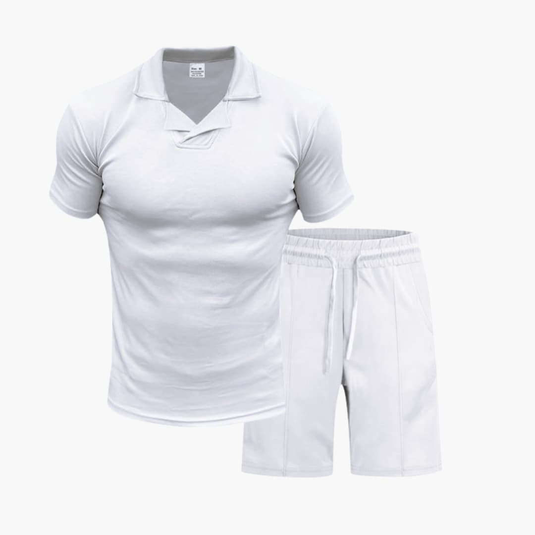Ensemble sportswear homme avec haut à manches courtes et short à taille élastique