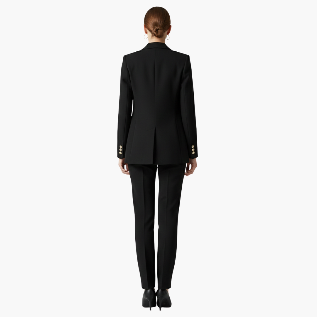 Ensemble tailleur femme avec blazer et pantalon droit