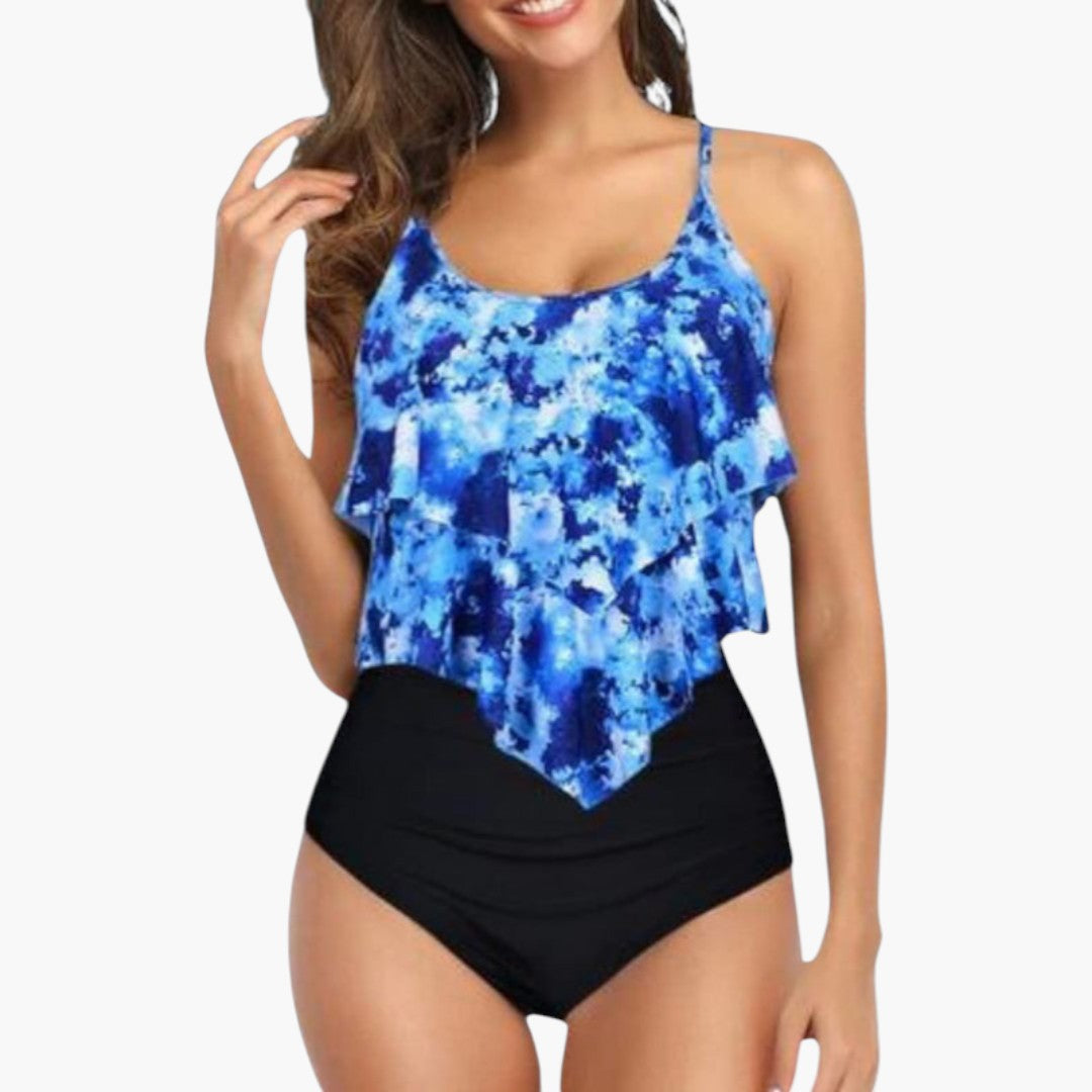 Tankini sæt til kvinder med flæsebluse