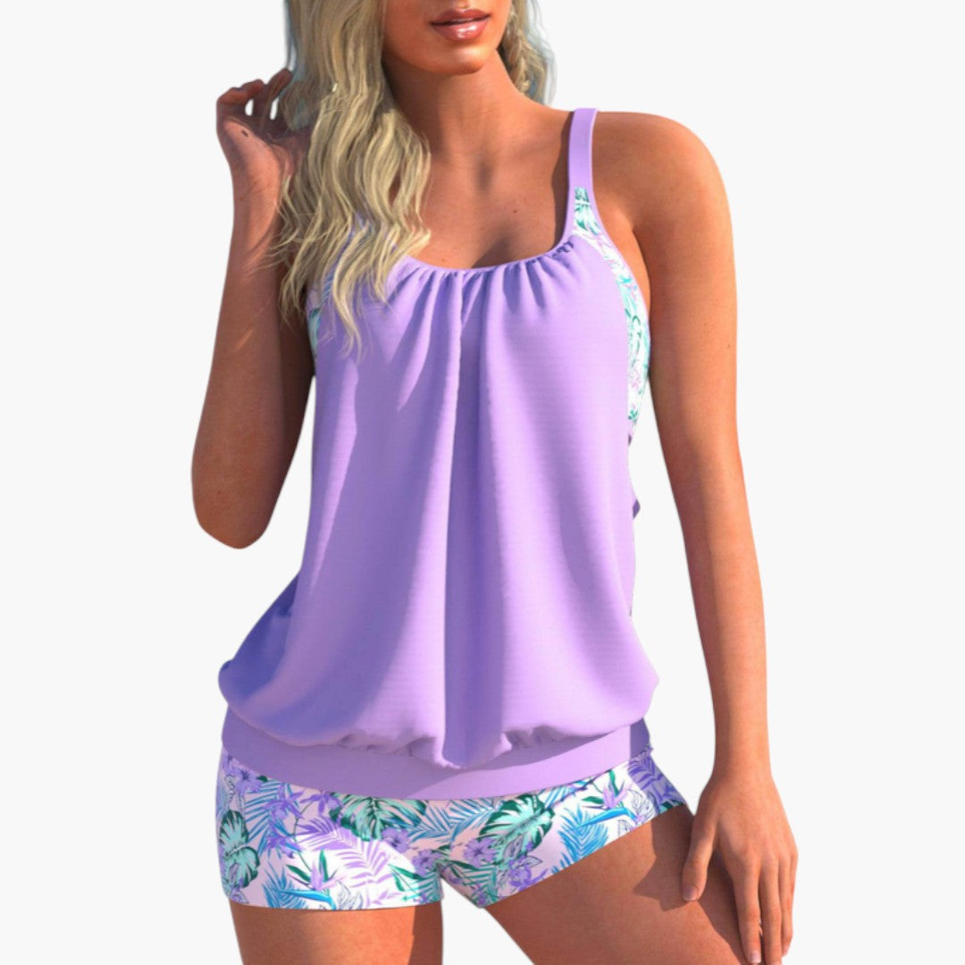 Women's two-piece swimsuit with lace top