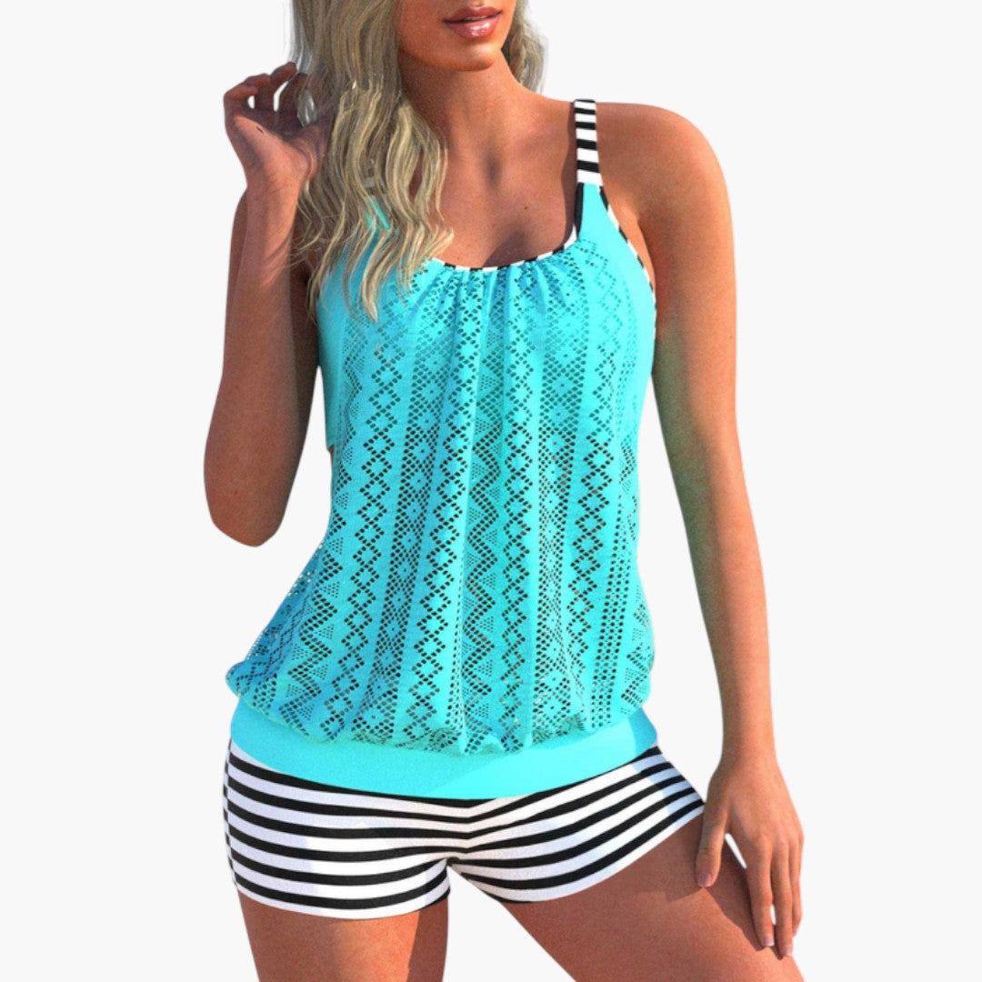 Women's two-piece swimsuit with lace top