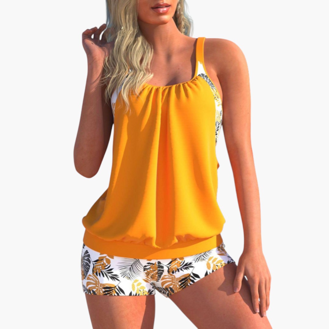 Women's two-piece swimsuit with lace top
