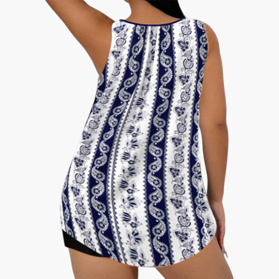 Ensemble tankini femmes a haut imprimé et bas short