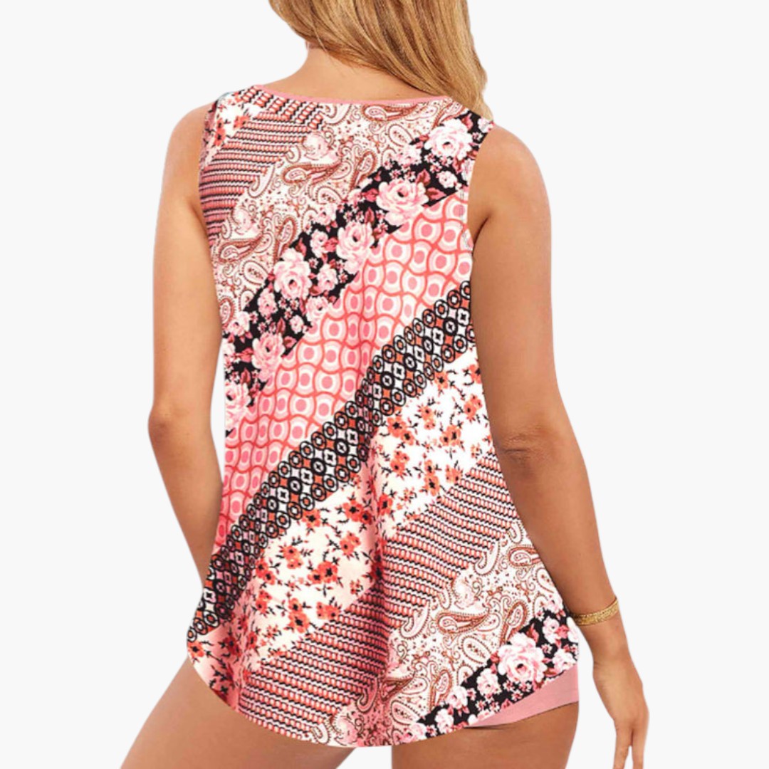 Ensemble tankini femmes a haut imprimé et bas short