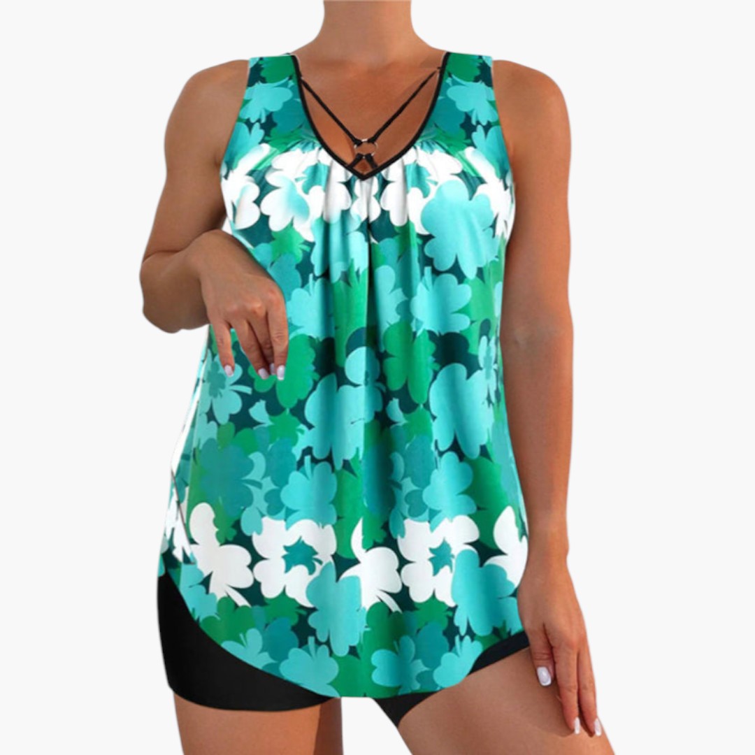 Ensemble tankini femmes a haut imprimé et bas short