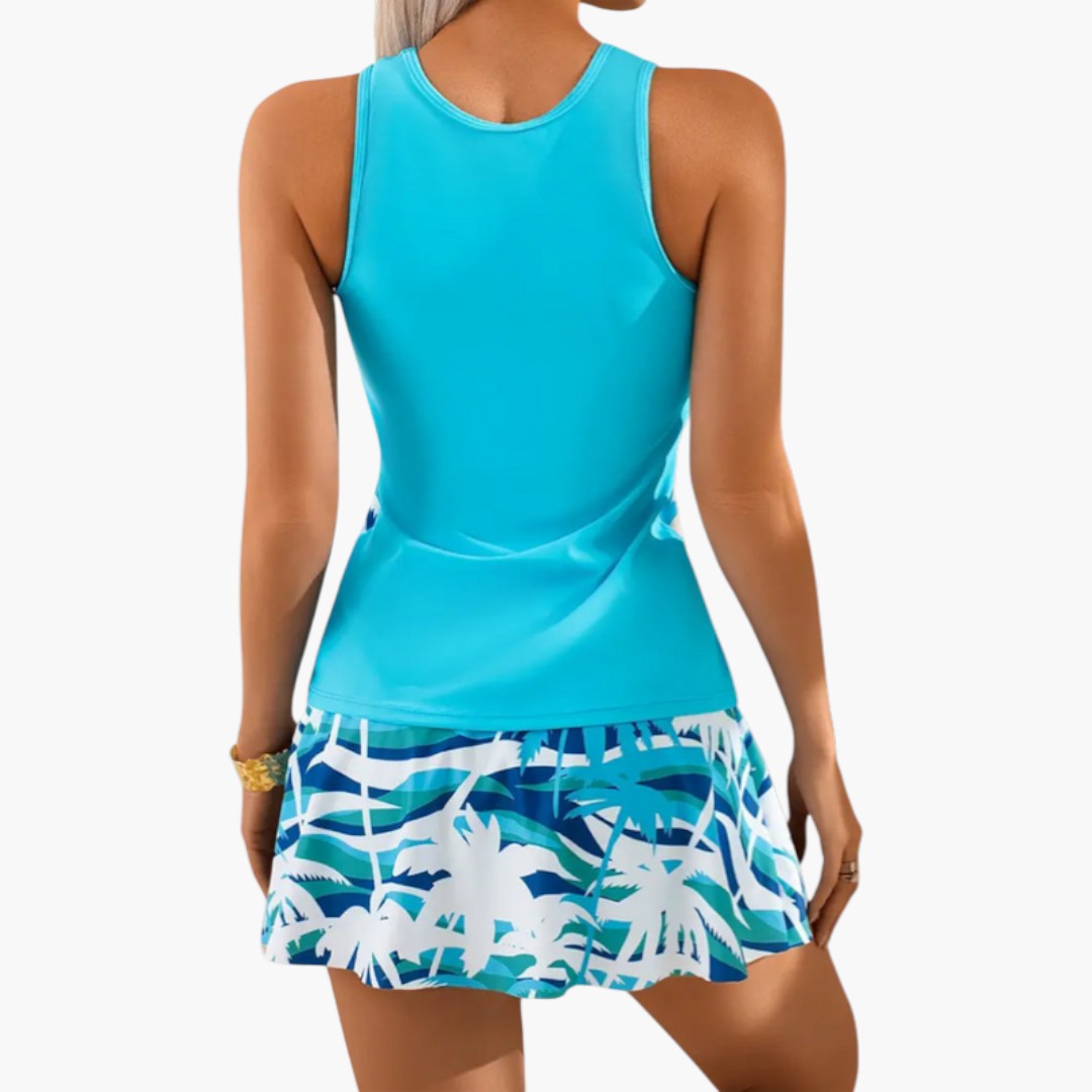 Tankini set for women with skirt and integrated top