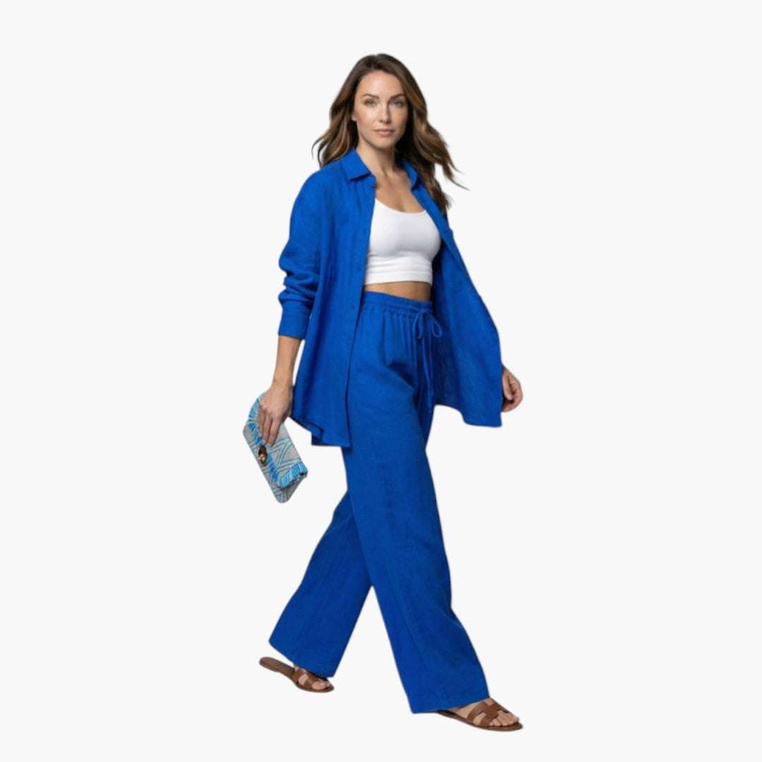 Ensemble tenue femmes a chemise ample et pantalon large