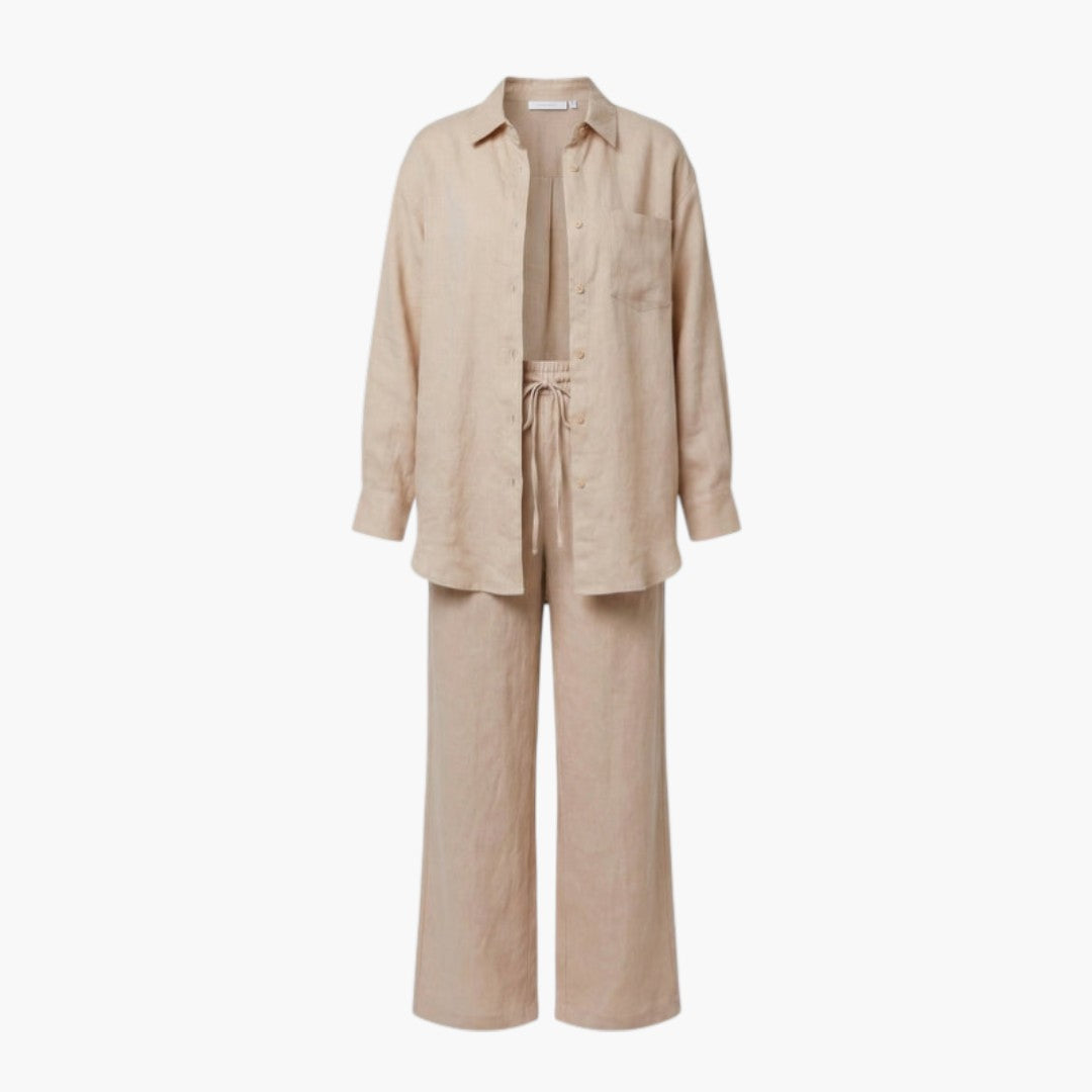 Ensemble tenue femmes a chemise ample et pantalon large