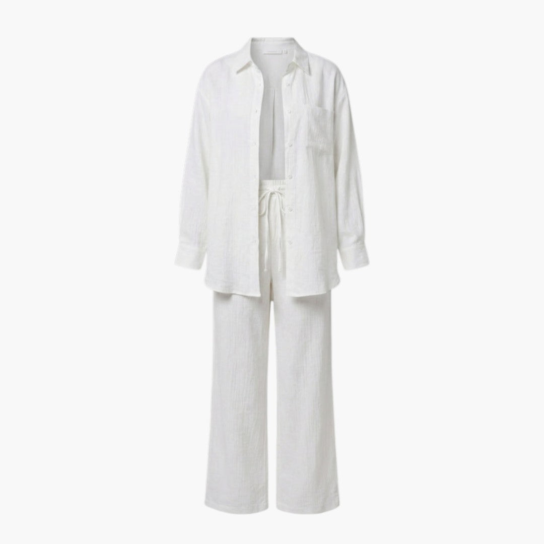 Ensemble tenue femmes a chemise ample et pantalon large