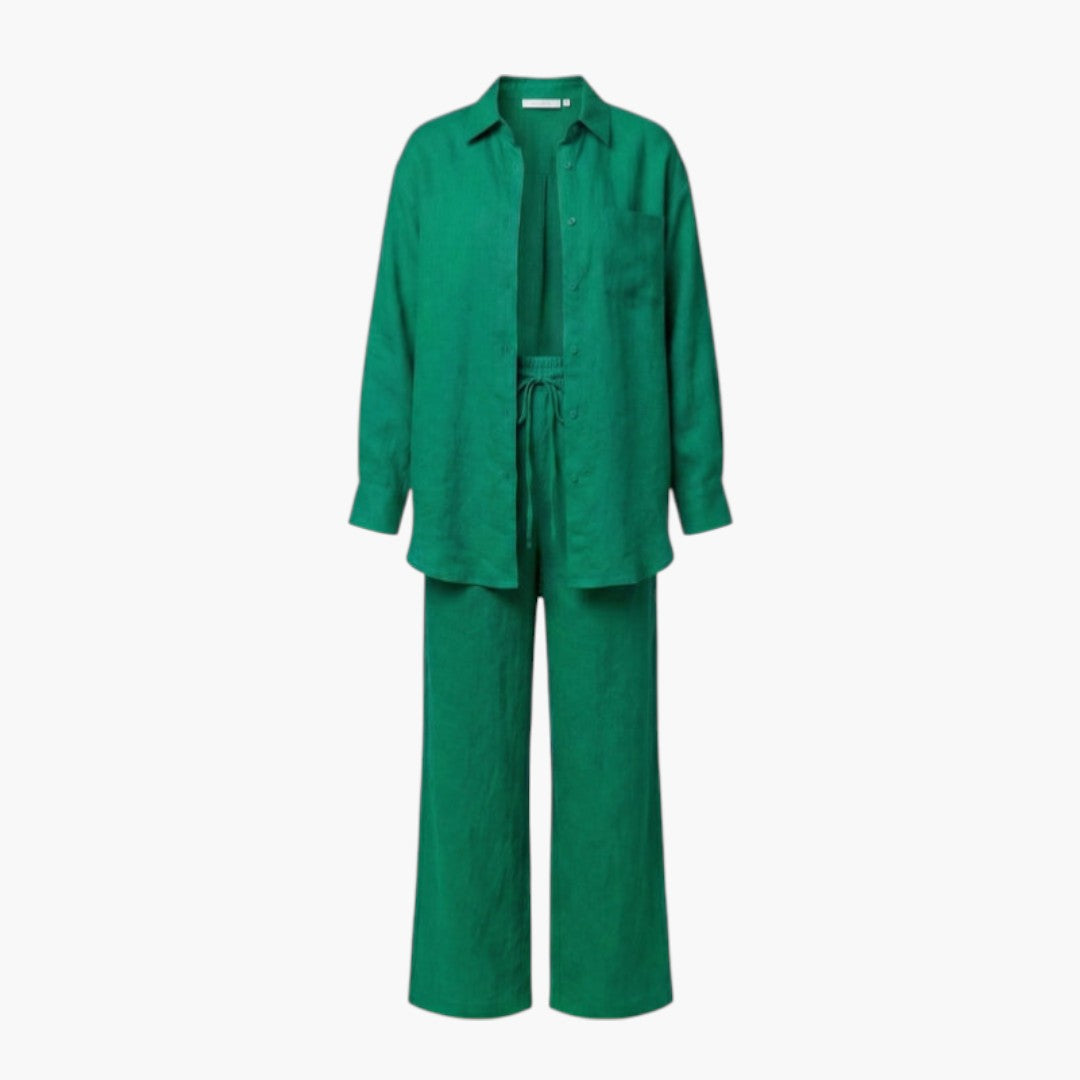 Ensemble tenue femmes a chemise ample et pantalon large