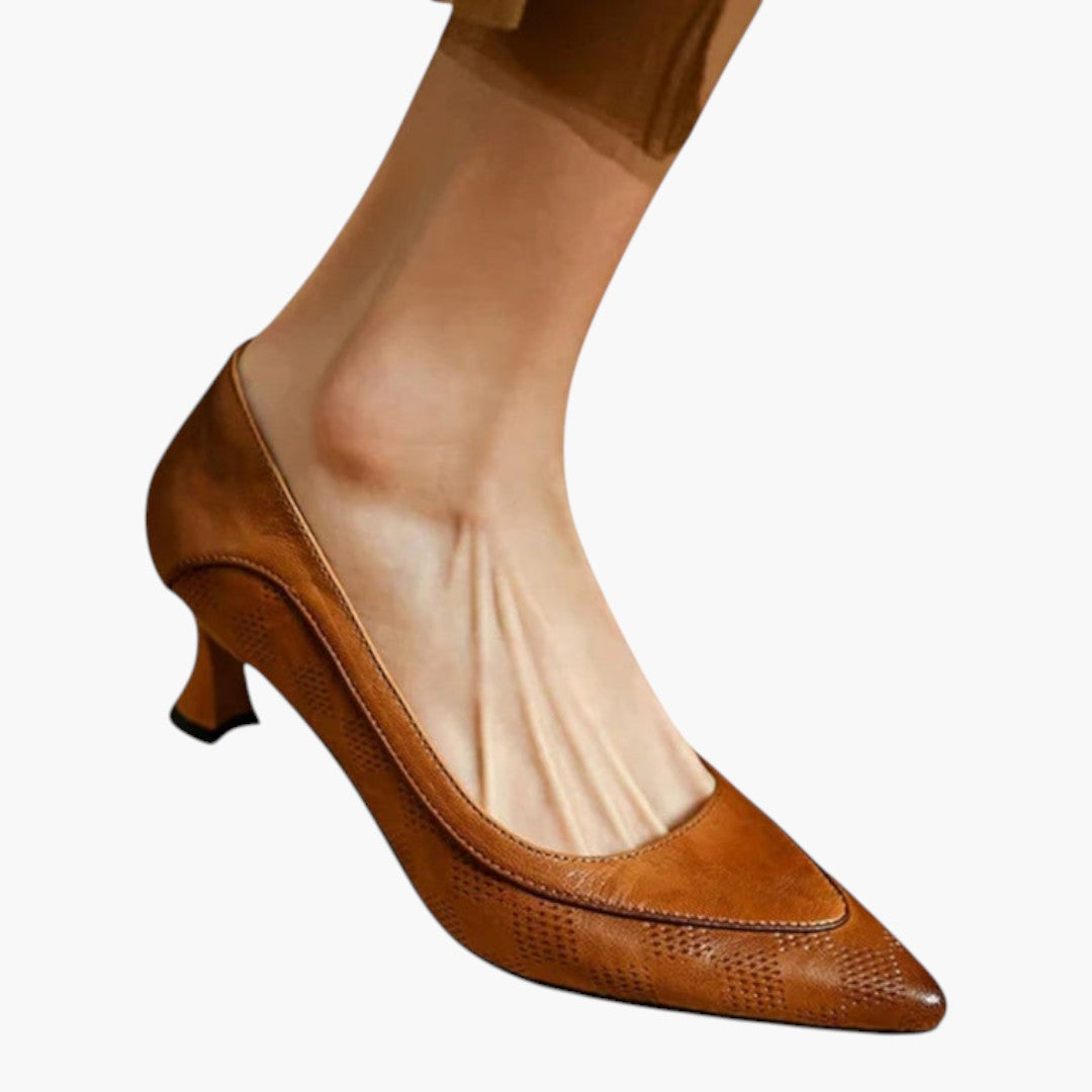 Escarpins femmes en cuir a semelle rembourrée et talons kitten