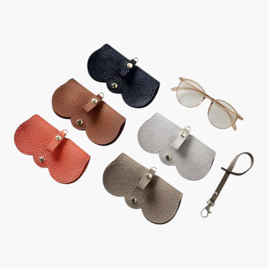 Women's Glasses Case with Button Closure and Flexible Structure