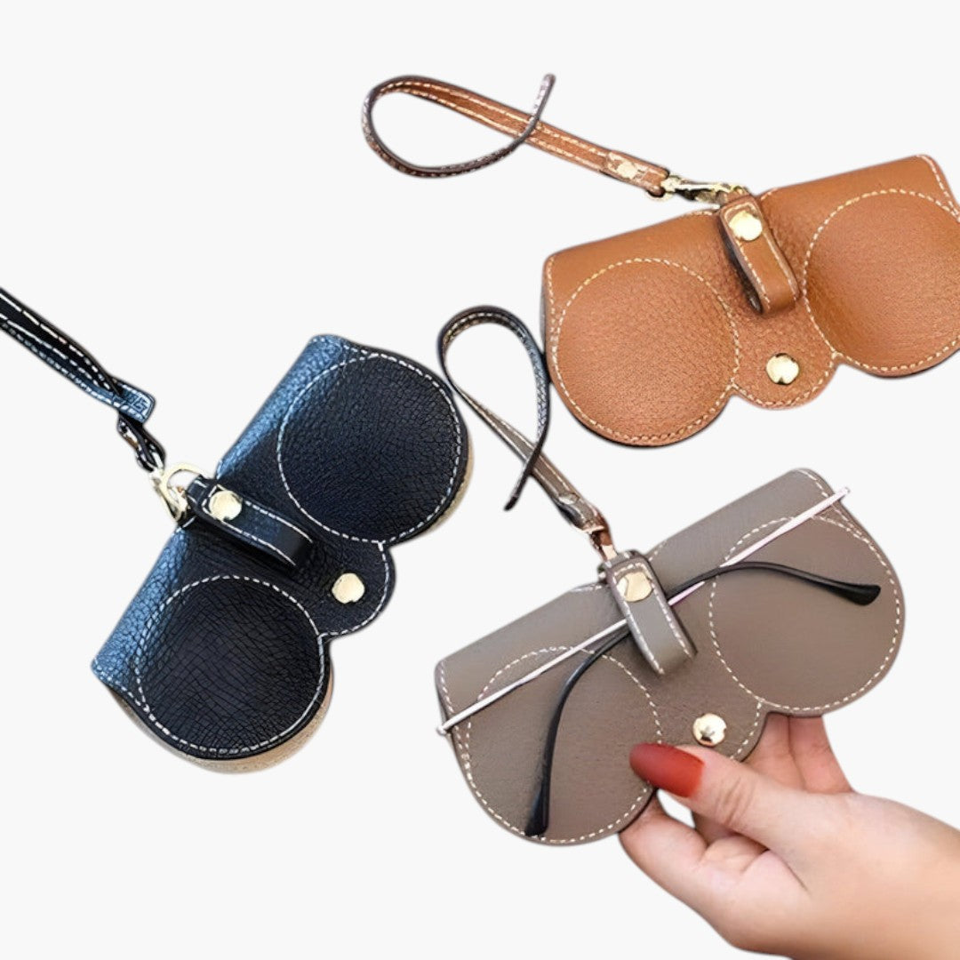 Women's Glasses Case with Button Closure and Flexible Structure