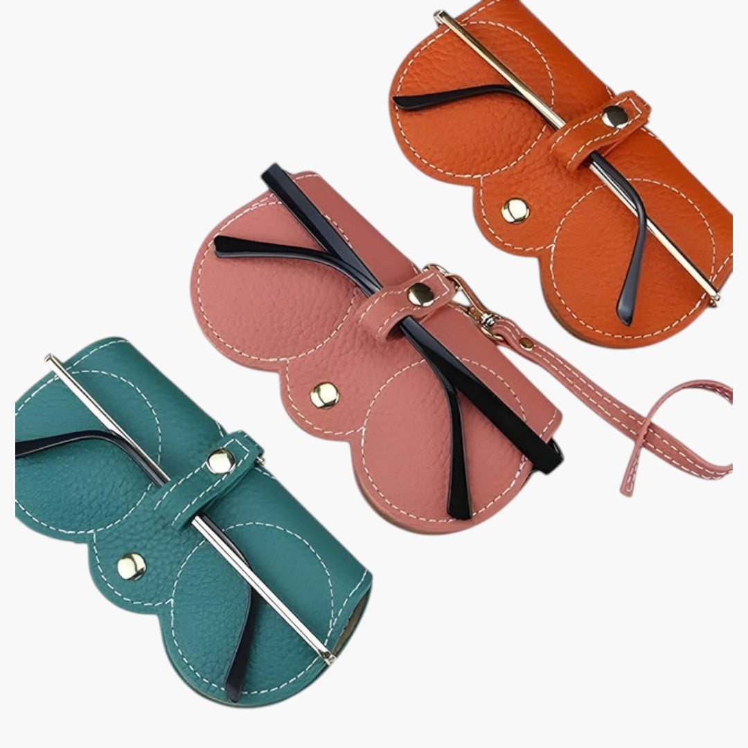 Women's Glasses Case with Button Closure and Flexible Structure