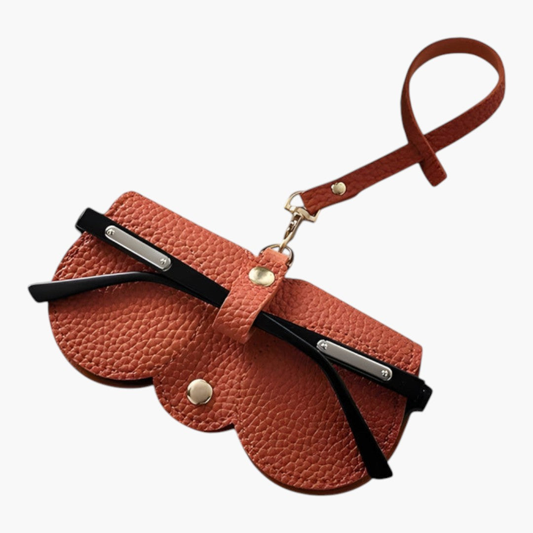 Women's Glasses Case with Button Closure and Flexible Structure